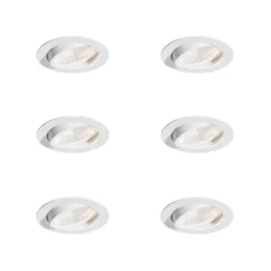 QAZQA Professional Set mit 6 Einbaustrahlern Weiß 9,5 cm inkl. LED 1300 lm Dimmbar IP65 - Gaius