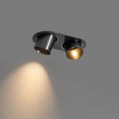 QAZQA Set mit 6 Einbaustrahlern Gunmetal GU10 50mm 2-Lichter - Installa