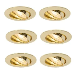 QAZQA Set mit 6 Einbaustrahlern Messing GU10 35 mm - Edu