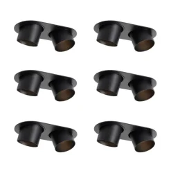 QAZQA Set mit 6 Einbaustrahlern schwarz GU10 70mm neigbar 2-Licht - Installa