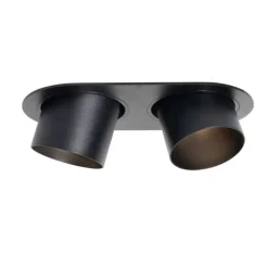 QAZQA Set mit 6 Einbaustrahlern schwarz GU10 70mm neigbar 2-Licht - Installa