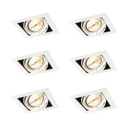 QAZQA Set mit 6 Einbaustrahlern Weiß AR111 Verstellbar - Oneon