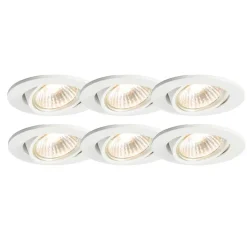 QAZQA Set mit 6 Einbaustrahlern weiß neigbar - Cisco