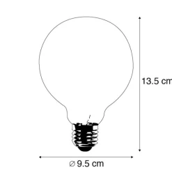 LUEDD Set mit 3 E27-LED-Glühfadenlampen G95 klar 5W 400 lm 2200K