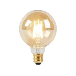 LUEDD Set mit 3 E27-LED-Lampen, dimmbar bis warm, G95, Gold, 8 W, 806 lm, 2000–2700 K