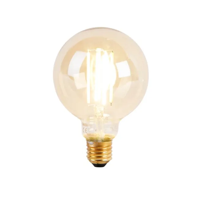 Calex Set mit 3 intelligenten E27-LED-Lampen, dimmbar bis warm, G95 Goldline, 7 W, 806 lm, 1800 K – 3000 K
