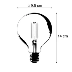 Calex Set mit 3 intelligenten E27-LED-Lampen, dimmbar bis warm, G95 Goldline, 7 W, 806 lm, 1800 K – 3000 K