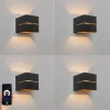 QAZQA Set mit 4 intelligenten Wandleuchten schwarz mit Gold 9,7 cm inkl. Wifi G9 - Transfer Groove