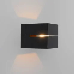 QAZQA Set mit 4 intelligenten Wandleuchten schwarz mit Gold 9,7 cm inkl. Wifi G9 - Transfer Groove