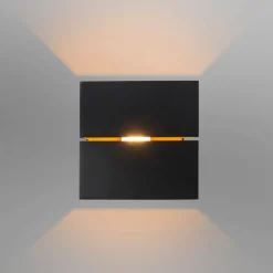 QAZQA Set mit 4 intelligenten Wandleuchten schwarz mit Gold 9,7 cm inkl. Wifi G9 - Transfer Groove