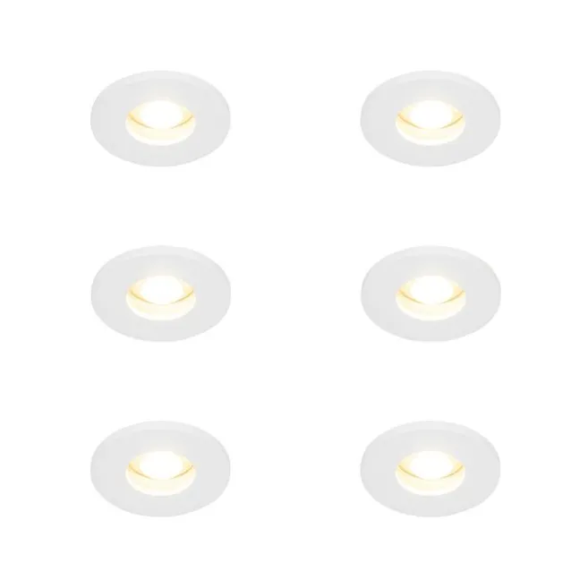 QAZQA Set mit 6 modernen Badezimmer-Einbauspots weiß - Shed