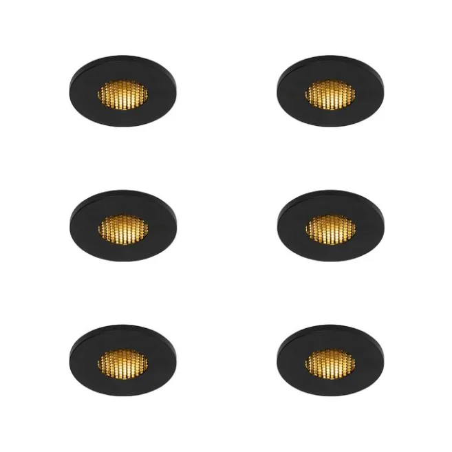 QAZQA Set mit 6 modernen Badezimmer-Einbaustrahlern schwarz IP54 - Shed Honey