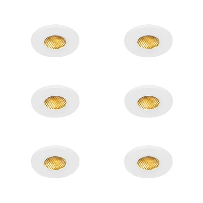 QAZQA Set mit 6 modernen Badezimmer-Einbaustrahlern Weiß IP54 - Shed Honey
