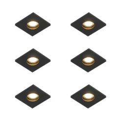 QAZQA Set mit 6 modernen Badezimmer-Einbaustrahlern schwarz - Doku