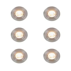 QAZQA Set mit 6 modernen Einbauspots Stahl rund IP44 - Xena