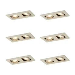 QAZQA Set mit 6 modernen Einbaustrahlern Beige GU10 50mm Verstellbar 2-Lichter - Qure