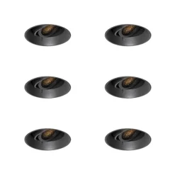 QAZQA Set mit 6 modernen Einbauspots schwarz GU10 rund randlos - Oneon Honey