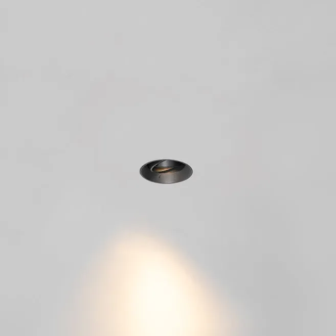 QAZQA Set mit 6 modernen Einbauspots schwarz GU10 rund randlos - Oneon Honey