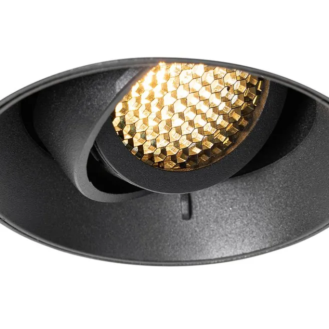 QAZQA Set mit 6 modernen Einbauspots schwarz GU10 rund randlos - Oneon Honey
