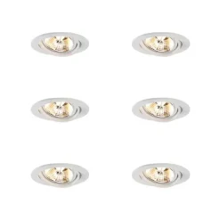 QAZQA Set mit 6 modernen Einbaustrahlern Weiß Schwenkbar AR70 - Cisco