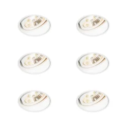 QAZQA Set mit 6 modernen Einbaustrahlern Weiß Trimless - Impact 70