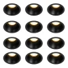 QAZQA Set mit 12 modernen Einbaustrahlern schwarz GU10 35mm IP44 - Dept