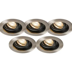 QAZQA Set mit 5 modernen Einbaustrahlern Stahl - Rondoo