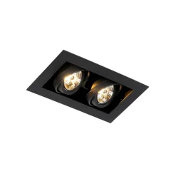 QAZQA Set mit 6 modernen Einbaustrahlern Schwarz 2-flammig Verstellbar - Oneon 70