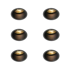 QAZQA Set mit 6 modernen Einbaustrahlern schwarz mit Gold, dreh- und schwenkbar - Alloy