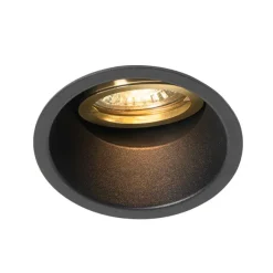 QAZQA Set mit 6 modernen Einbaustrahlern schwarz mit Gold, dreh- und schwenkbar - Alloy