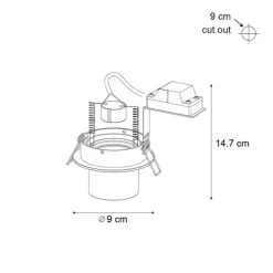 QAZQA Set mit 6 modernen Einbaustrahlern Gunmetal GU10 50mm Rund Kippbar - Installa