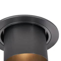 QAZQA Set mit 6 modernen Einbaustrahlern Gunmetal GU10 50mm Rund Kippbar - Installa