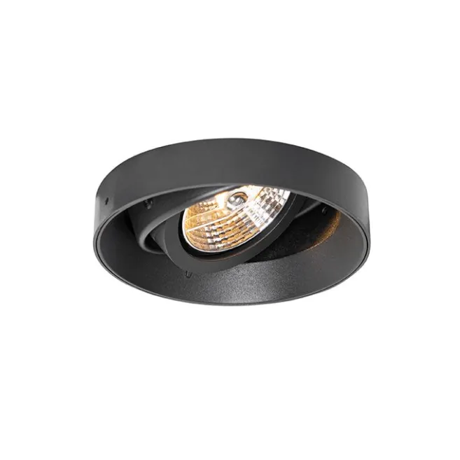 QAZQA Set mit 6 modernen Einbaustrahlern schwarz GU10 AR70 rund randlos - Oneon