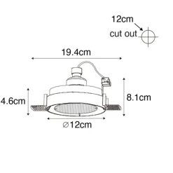 QAZQA Set mit 6 modernen Einbaustrahlern schwarz GU10 AR70 rund randlos - Oneon