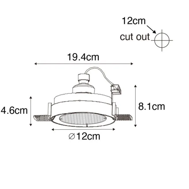 QAZQA Set mit 6 modernen Einbaustrahlern schwarz GU10 AR70 rund randlos - Oneon