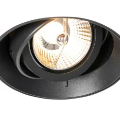 QAZQA Set mit 6 modernen Einbaustrahlern schwarz GU10 AR70 rund randlos - Oneon