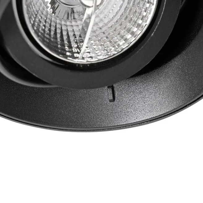 QAZQA Set mit 6 modernen Einbaustrahlern schwarz GU10 AR70 rund randlos - Oneon