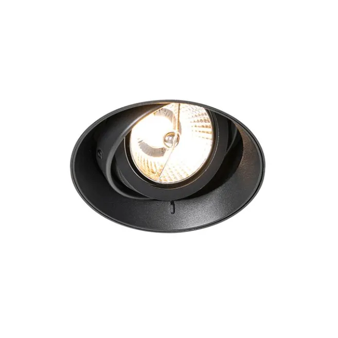 QAZQA Set mit 6 modernen Einbaustrahlern schwarz GU10 AR70 rund randlos - Oneon