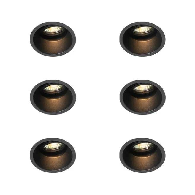 QAZQA Set mit 6 modernen Einbaustrahlern schwarz dreh- und schwenkbar - Alloy