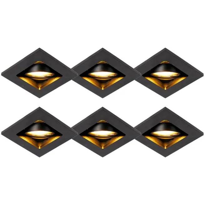 QAZQA Set mit 6 modernen Einbaustrahlern schwarz verstellbar - Qure