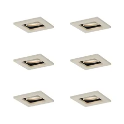 QAZQA Set mit 6 modernen Einbaustrahlern Beige GU10 50mm dreh- und kippbar - Qure
