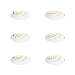 QAZQA Set mit 6 modernen Einbaustrahlern Weiß GU10 Rund Trimless - Oneon