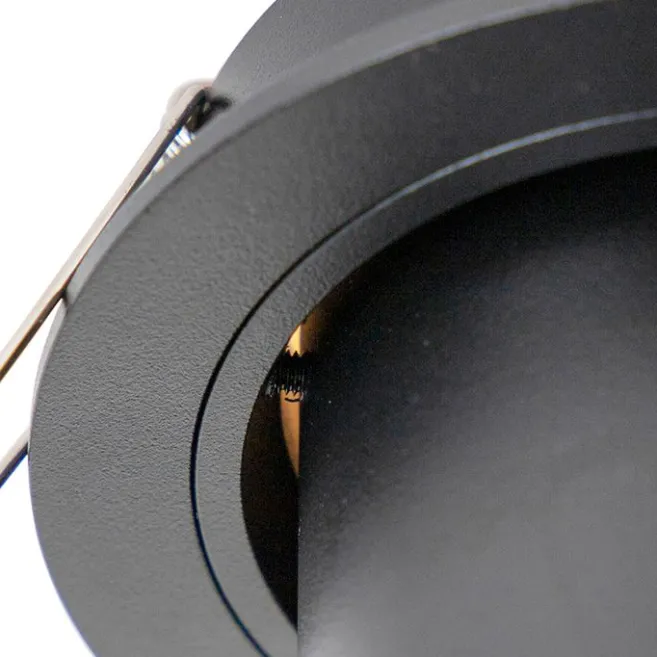 QAZQA Set mit 6 modernen Einbaustrahlern schwarz rund schwenkbar - Installa