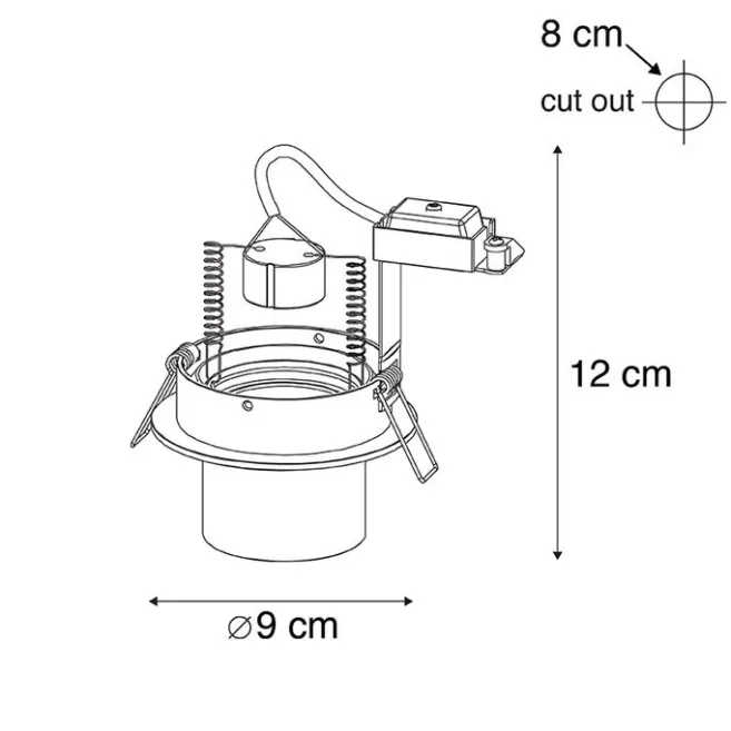 QAZQA Set mit 6 modernen Einbaustrahlern schwarz rund schwenkbar - Installa