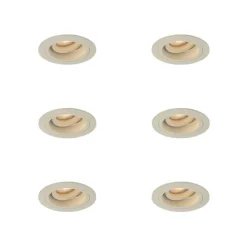 QAZQA Set mit 6 modernen Einbaustrahlern Beige GU10 50mm dreh- und schwenkbar - Chuck