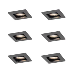 QAZQA Set mit 6 modernen Einbaustrahlern Gunmetal GU10 50mm Rund Kippbar - Qure