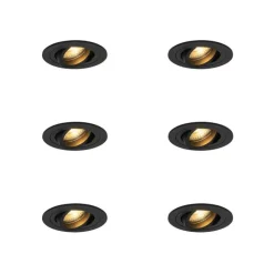 QAZQA Set mit 6 modernen Einbaustrahlern schwarz - Rondoo