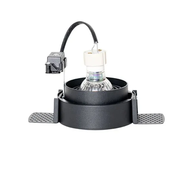 QAZQA Set mit 6 modernen Einbaustrahlern schwarz GU10 rund randlos - Oneon