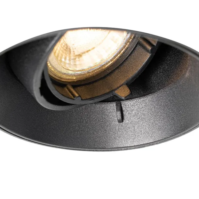 QAZQA Set mit 6 modernen Einbaustrahlern schwarz GU10 rund randlos - Oneon