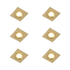 QAZQA Set mit 6 modernen Einbaustrahlern Gold Quadratisch IP44 - Xena